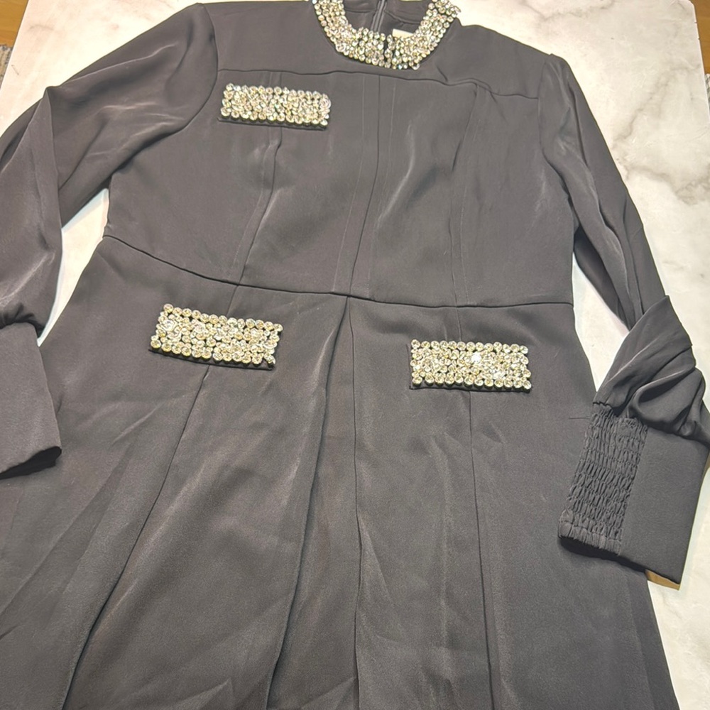 Tuckernuck Womens Embelished Hoyt Dress Black Beaded Cocktail Dress - Picture 6 of 11